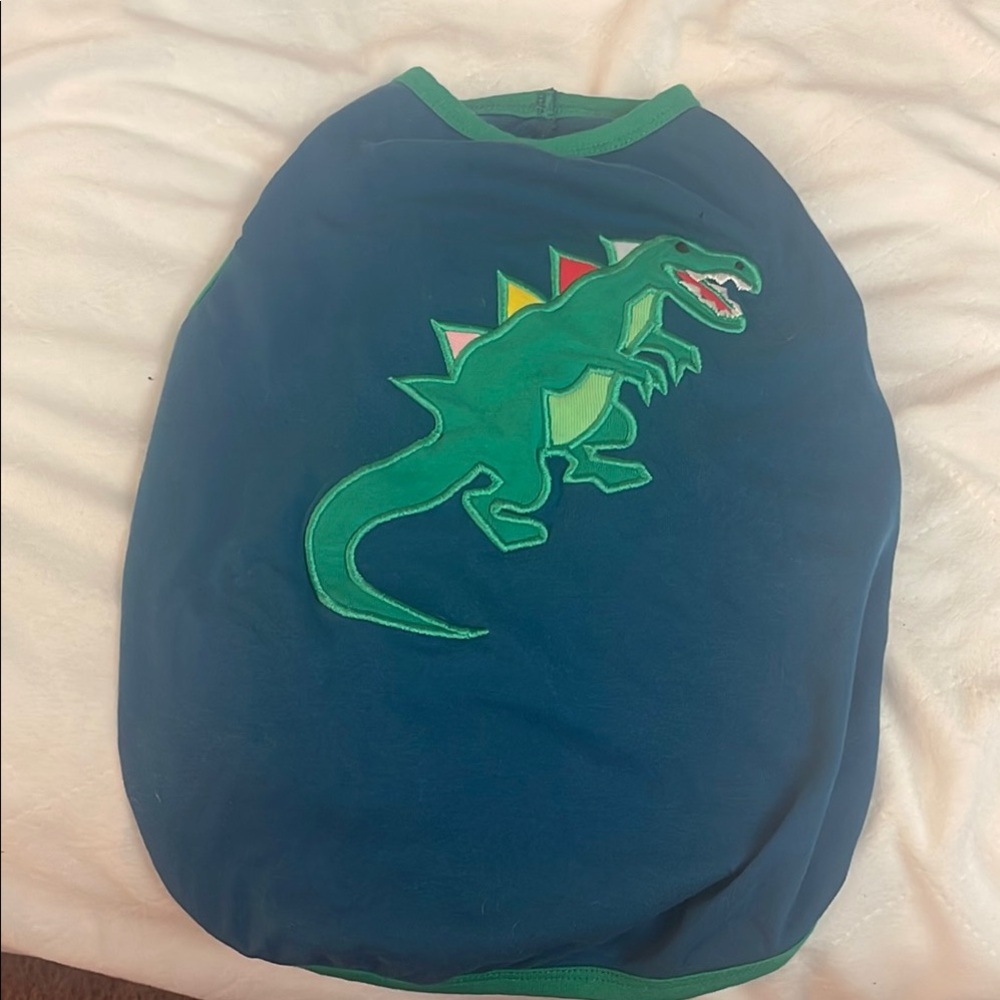 Dinosaur L Dog Shirt- Blue and Green